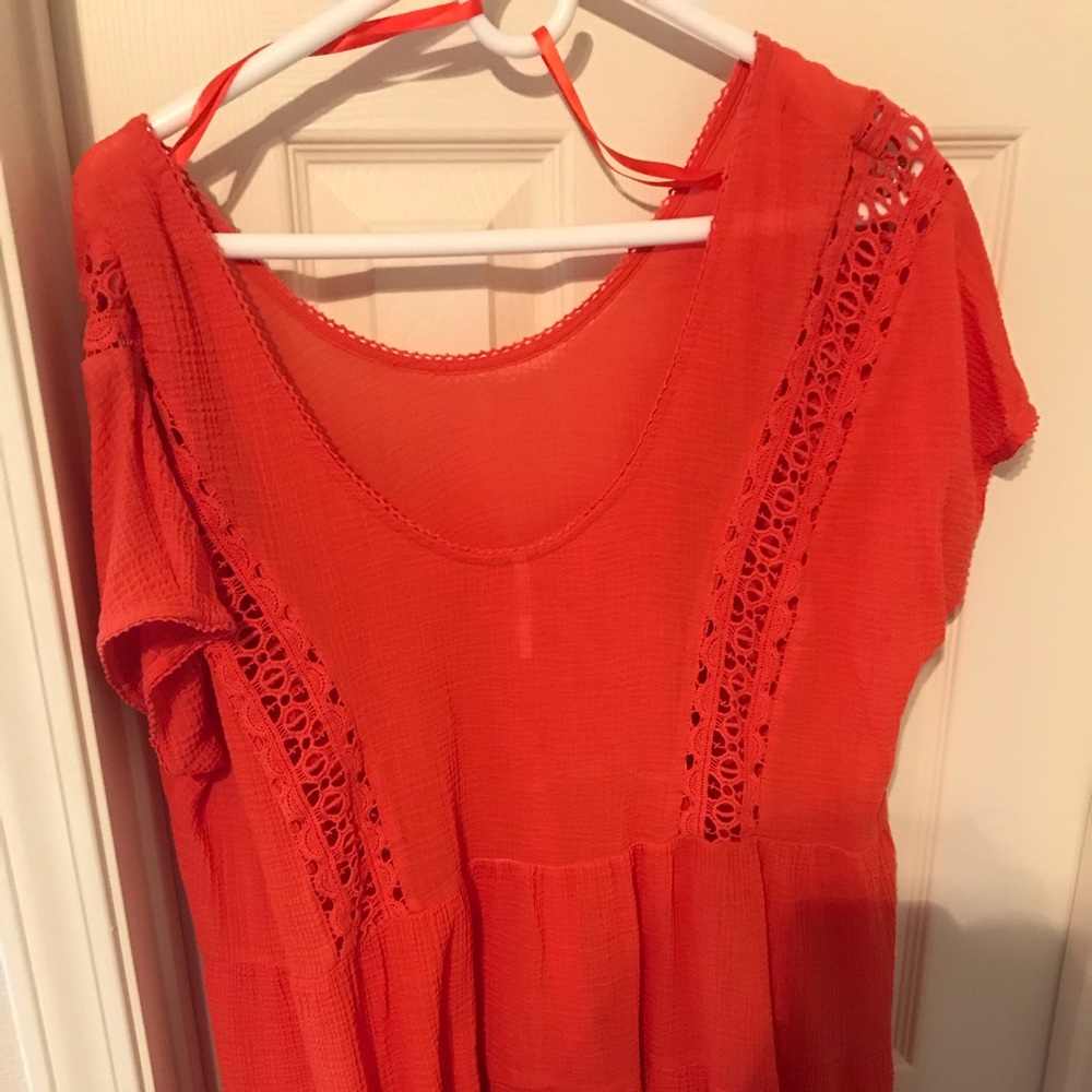 Red free people tunic
